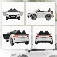 HOMCOM Voiture électrique enfant véhicule électrique enfant Audi TT RS 12 V 30 W V. Max. 3 Km/h télécommande 2,4G Effets sonores + Lumineux Blanc(m-8)