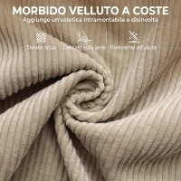 HOMCOM Sedia a Dondolo in Velluto a Coste con Schienale Alto, Seduta Ampia e Gambe in Legno, Beige(m-6)