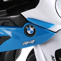 HOMCOM Elektryczny motocykl dla dzieci BMW S1000RR 6V z reflektorem i muzyką 2,5 km/h dla dzieci 18–36 miesięcy Niebieski(m-8)