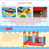 Outsunny opblaasbaar springkasteel met glijbaan voor 3 kinderen springkasteel met blazer speelkasteel, rood, blauw, groen 280 x 260 x 210 cm(m-8)