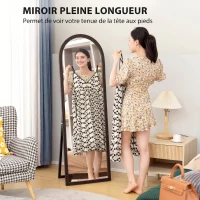 HOMCOM Miroir de sol arqué pleine longueur miroir sur pied cadre en effet imitation pierre pour salon chambre 53x163cm marron(m-4)