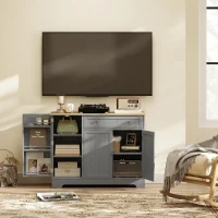 HOMCOM Buffet cuisine, meuble de rangement avec 3 portes, tiroir, étagères de porte et étagère réglable, 105x40x83cm, gris(m-11)
