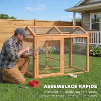 PawHut Enclos Poulailler en Bois avec Perchoir et Doubles Portes, Poulailler modulable pour jardin 104 x 70,5 x 84 cm, Orange(m-8)