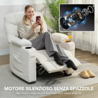 HOMCOM Poltrona Relax Elettrica Reclinabile 150° con Poggiapiedi, Funzione Memory, Telecomando, in Velluto, Crema(m-7)