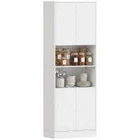 HOMCOM Dulap Cămară de Bucătărie 170cm, cu Raft Reglabil, Alb(m-11)