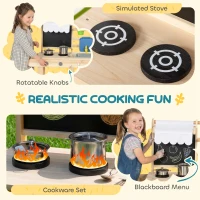 AIYAPLAY Mud Kitchen with Real Water Faucet Pretend Play Kitchen Playset with Sink and Storage Natural Wood(m-7)