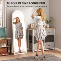 HOMCOM Miroir de sol arqué pleine longueur miroir sur pied cadre en effet imitation pierre pour salon chambre 50 x 160 cm blanc(m-4)