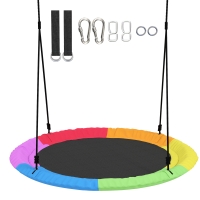 AIYAPLAY Nestschaukel Höhenverstellbar Hängeschaukel Ø 120 cm bis zu 300kg für 3-8 Jahre Kinder, 120 x 120 x 180 cm Mehrfarbig