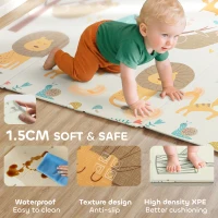AIYAPLAY Baby Play Mat, Double Sideded Foldable Kids Crawling Mat, Reversible & Waterproof, Animal(m-6)