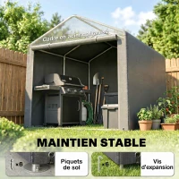 Outsunny Abri de jardin tente de stockage imperméable abri moto porte enroulable fermeture éclair, 160 x 218 x 172 cm, gris clair(m-5)