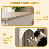 PawHut Cage pour Chien Meuble Cage Chien Intérieur Arche avec Double Porte comme Table d'Appoint en Métal 80x56x59cm Blanc(m-6)