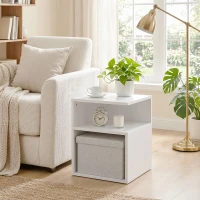 HOMCOM Tavolino Moderno, da Salotto con 3 Ripiani Aperti per Soggiorno, Camera, Studio, Bianco(m-9)