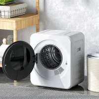 HOMCOM Mini Uscător de Rufe Portabil, 4 kg, Display LED, Compact 800W, ABS,  Tambur din Oțel Inoxidabil, Alb(m-2)