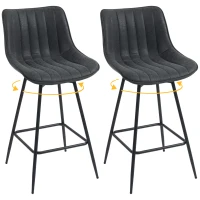 HOMCOM Set van 2 barkrukken – 68 cm draaibaar met rugleuning, geschikt voor kookeiland, eetkamer, zwart(m-11)