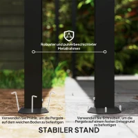 Outsunny 3 x 2,5 m pergola, wandgemonteerde tuinpergola, waterbestendig, metalen frame, afvoergaten, schaduwdoek, crèmewit(m-5)