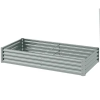 Outsunny Verhoogd Staal Tuinbed, Weerbestendig Plantenbed met Anti-Snijrand,(m-10)