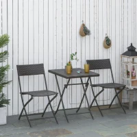 Outsunny Polyrattan Bistroset für 2 Personen Sitzgruppe Rattan Gartenmöbel Set Garnitur Schwarz(m-10)