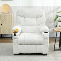 HOMCOM Fotoliu Relax Electric Reclinabil 150° cu Suport pentru Picioare, Funcție Memorie, Telecomandă, din Catifea, Crem(m-9)