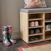 HOMCOM Multi-Storage Shoe Rack w/ 14 Compartments Cushion Moving Shelves Solid Frame Foot Pads Home Office Tidy Organisation Boots Trainers Brown(m-8)