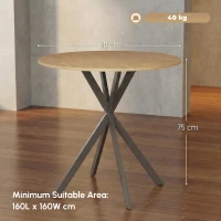 HOMCOM 80cm Industrial Round Dining Table - White Oak(m-3)