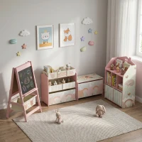 AIYAPLAY Kinderregal Bücherregal Kinder mit 2 Stoffschubladen offen Regal für 3-8 Jahre 62,5x30x91,5 cm Rosa(m-9)
