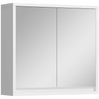 HOMCOM Badezimmerschrank, Spiegelschrank mit 2 Spiegeln, 2 Regale, 48 cm x 14,5 cm x 45 cm, Weiß(m-1)