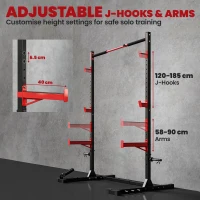 SPORTNOW Power Tower Multifonction Charge 500 kg Largeur Réglable, Barre de Traction, Rack de Squat, 176x106x212cm, Rouge(m-4)