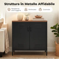 HOMCOM Credenza in Metallo Stile Industriale a 2 Ante con Ripiano Regolabile, 80x40x80 cm, Nero(m-4)