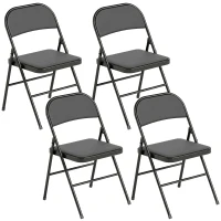 HOMCOM Set de 2 Scaune Pliabile Metalice, Tapițate cu Piele Ecologică PU, pentru Interior, cu Șezut Confortabil și Spătar Deschis(m-1)