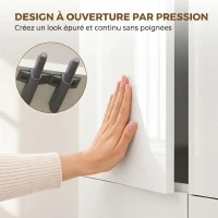HOMCOM Armoire de cuisine meuble de rangement buffet 4 portes avec étagères réglables - dim. 60L x 35l x 170H cm blanc laqué(m-6)
