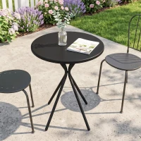 Outsunny Bistrotisch Ø60 x 70 cm, Wetterfest Balkontisch aus Stahl, Runder Esstisch mit Fußpolster Schwarz(m-9)