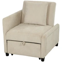 HOMCOM Sillón convertible 1 plaza, sillón cama clic-clac 4 en 1 tapizado en chenilla, respaldo ajustable, asiento amplio, beige(m-11)
