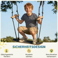 AIYAPLAY Skateboard Schaukel Kinderschaukel mit verstellbarer Höhe, rutschfestem Brett, wetterfestem Seil, Griffen Schwarz(m-4)