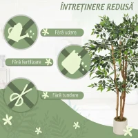 HOMCOM Plantă Artificială Banian cu Ramuri Modelabile din PEVA și Lemn, 65 x 65 x 150 cm, Verde(m-5)