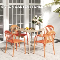 Outsunny Weerbestendige Tuinstoelenset van 4 Kunststof Stapelstoelen met Armleuning en Rugleuning Tot 120 kg Belastbaar(m-4)