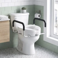 HOMCOM Rehausseur de siège de toilettes avec poignées, largeur réglable, accoudoirs rembourrés, blanc(m-16)