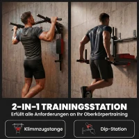 SPORTNOW Wand-Klimmzugstange, 2-in-1 Profi-Klimmzug- und Dipstation für das Heimtraining, bis 200 kg, Rot(m-5)