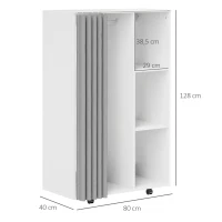 HOMCOM Stand Appendiabiti con 4 Ruote, Ripiani Aperti, Asta per Vestiti, Tende per Guardaroba, per Camera da Letto Soggiorno Corridoio, Bianco(m-3)