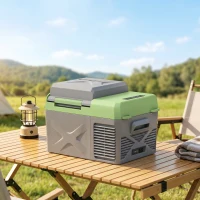 Outsunny Glacière électrique portable 12L, réfrigérateur de voiture portable congélateur et réfrigérateur 12/24V gris(m-9)
