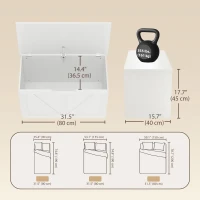 HOMCOM Baúl de Almacenaje 100L con Bisagra de Seguridad Asa con Recorte en U para Recibidor Salón 80x40x45 cm Blanco(m-3)