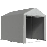 Outsunny Abri de jardin tente de stockage imperméable abri moto porte enroulable fermeture éclair, 160 x 218 x 172 cm, gris clair(m-1)