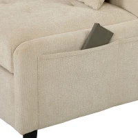 HOMCOM Poltrona Conversível 1 Lugar, Poltrona-Cama Clic-Clac 4 em 1 Estofada em Chenille, Encosto Regulável, Assento Largo, Bege(m-6)