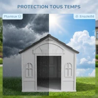 PawHut Niche pour Chien Extérieur avec Toit en Pente et Porte Avant Ouverte, pour Chiens Moyens et Grands, 84,2x98,2x82cm, Gris(m-4)