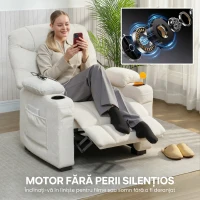 HOMCOM Fotoliu Relax Electric Reclinabil 150° cu Suport pentru Picioare, Funcție Memorie, Telecomandă, din Catifea, Crem(m-7)
