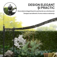 Pergola Outsunny Adosată Curbată cu 16 Orificii de Drenaj, din Metal și Poliester, 248x298x200/250 cm, Crem(m-7)