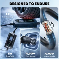 HOMCOM EV Charger Type 2 to 3 Pin Plug, 10 m, 2.8 kW, 6-13 A, Electric Car Charger Type 2 Charging Cable w/ 1-12 h Time Delay(m-6)