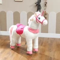 AIYAPLAY Reitpferd für Kinder, Einhorn-Design, Stoffbezug, stabiler Rahmen, sanfte Räder, Schaukelpferd, 3-5 Jahre, Weiß(m-9)