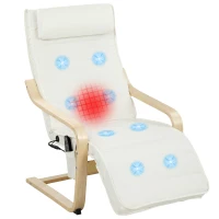 HOMCOM Fotoliu de Relaxare Încălzit și cu Masaj, cu Suport pentru Picioare Reglabil și Telecomandă, 67x95x101 cm, Crem(m-11)