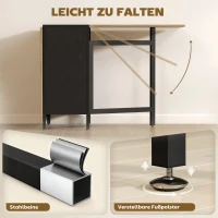 HOMCOM Klapptisch Esstisch Beistelltisch Eiche Metallrahmen Küche Wohnzimmer Dunkelholzfarbe+Schwarz(m-6)