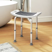 HOMCOM Scaun de Duș din Aluminiu și Plastic Antialunecare, Înălțime Reglabilă 6 Niveluri 39-52cm, Gri(m-2)